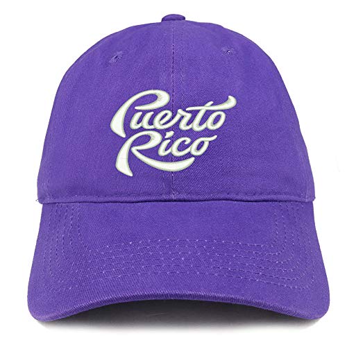 Trendy Apparel Shop Puerto Rico Script Embroidered Soft Crown 100% Brushed Cotton Cap