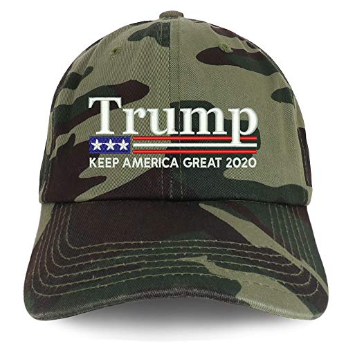 Trendy Apparel Shop Trump Keep America Great 2020 Flag Embroidered 100% Cotton Adjustable Cap Dad Hat