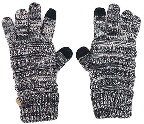 Trendy Apparel Shop Touchscreen Friendly Faux Leather Palm Patch Knit Gloves