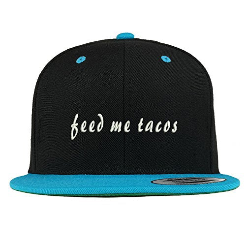 Trendy Apparel Shop Feed Me Tacos Embroidered Premium 2-Tone Flat Bill Snapback Cap