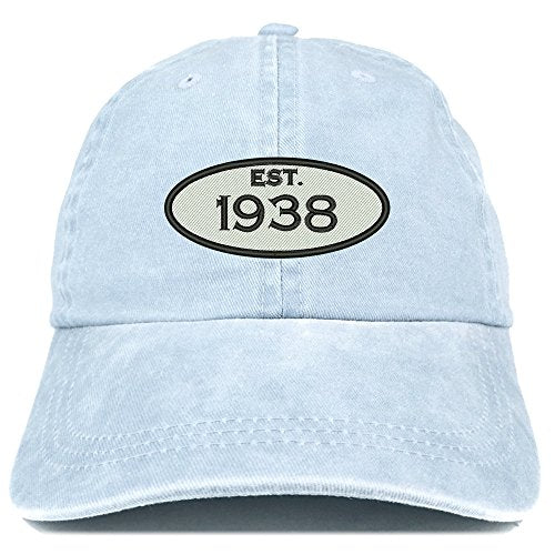 Trendy Apparel Shop Established 1938 Embroidered 83rd Birthday Gift Pigment Dyed Washed Cotton Cap