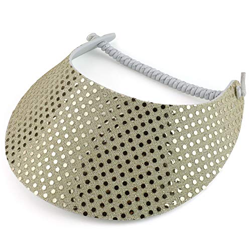 Trendy Apparel Shop Made in USA Shiny Glitter Summer String Elastic Foam Visors