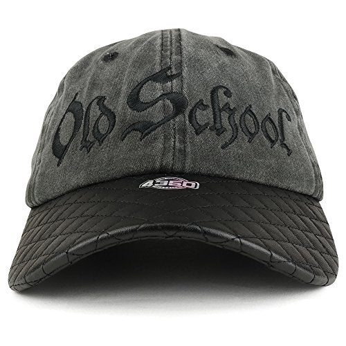 Trendy Apparel Shop Old School Embroidered Unstructured Baseball Cap with Quilted PU Bill
