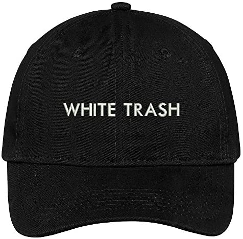 Trendy Apparel Shop White Trash Embroidered Soft Crown 100% Brushed Cotton Cap
