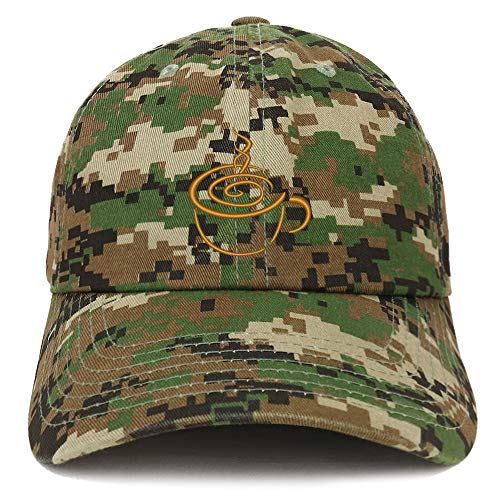 Trendy Apparel Shop Coffee Cup Embroidered Soft Crown 100% Brushed Cotton Cap