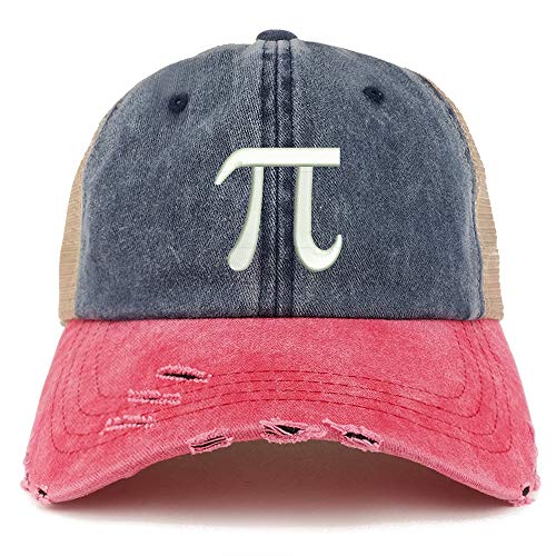 Trendy Apparel Shop Pi Day Symbol Pigment Dyed Front Mesh Back Frayed Bill Cap