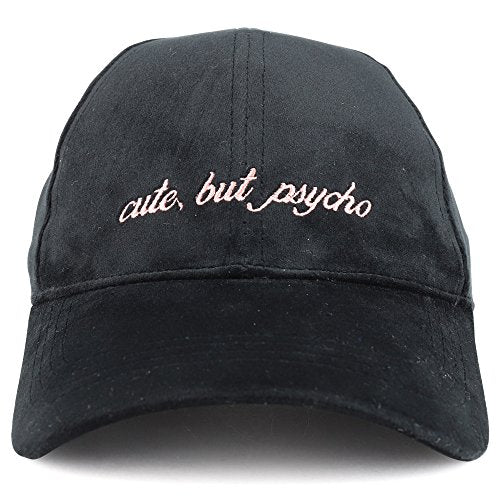 Trendy Apparel Shop Cute but Psycho Embroidered Structured Velvet Adjustable Baseball Cap