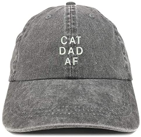 Trendy Apparel Shop Cat Dad AF Embroidered Washed Low Profile Cap