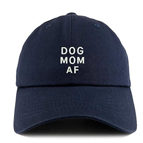 Trendy Apparel Shop Dog Mom AF Embroidered Solid Adjustable Unstructured Hat