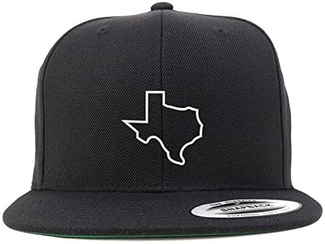 Trendy Apparel Shop Texas State Outline Embroidered Flat Bill Snapback Baseball Cap
