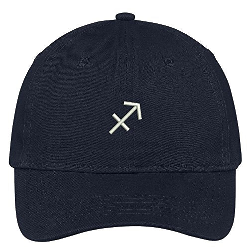 Trendy Apparel Shop Sagittarius Zodiac Signs Embroidered Soft Crown 100% Brushed Cotton Cap