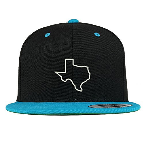 Trendy Apparel Shop Texas State Outline Embroidered Premium 2-Tone Flat Bill Snapback Cap