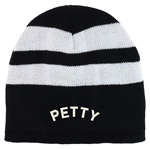 Trendy Apparel Shop Petty Embroidered Fleece Lined Striped Short Beanie