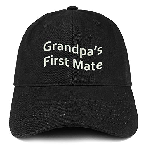 Trendy Apparel Shop Grandpa's First Mate Embroidered Soft Crown 100% Brushed Cotton Cap