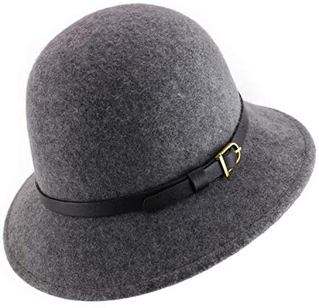 Trendy Apparel Shop Women's Wool Felt Leather Buckle Band Bucket Cloche Hat