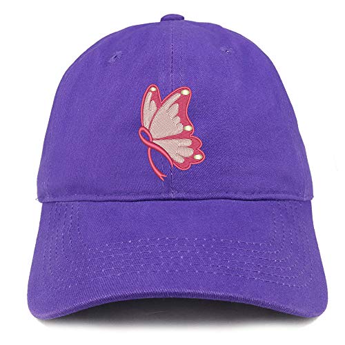Trendy Apparel Shop Fight Cancer Butterfly Embroidered Cotton Dad Hat