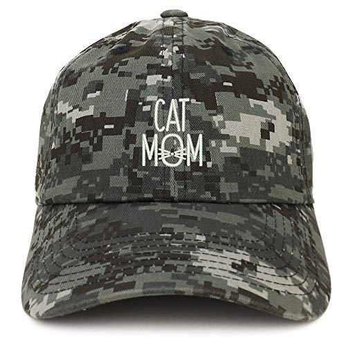 Trendy Apparel Shop Cat Mom with Whisker Embroidered Brushed Cotton Cap