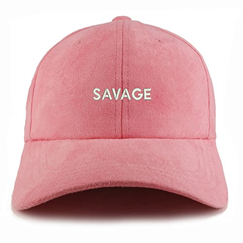 Trendy Apparel Shop Savage Embroidered Faux Suede Leather Adjustable Cap