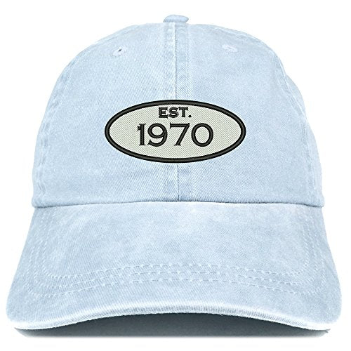 Trendy Apparel Shop Established 1970 Embroidered 51st Birthday Gift Pigment Dyed Washed Cotton Cap