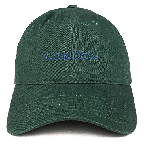 Trendy Apparel Shop London Text Embroidered Soft Crown 100% Brushed Cotton Cap