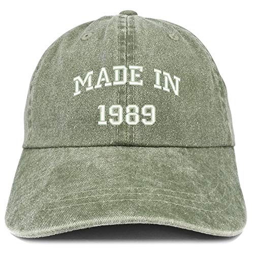 Trendy Apparel Shop Made in 1989 Text Embroidered 32nd Birthday Washed Cap