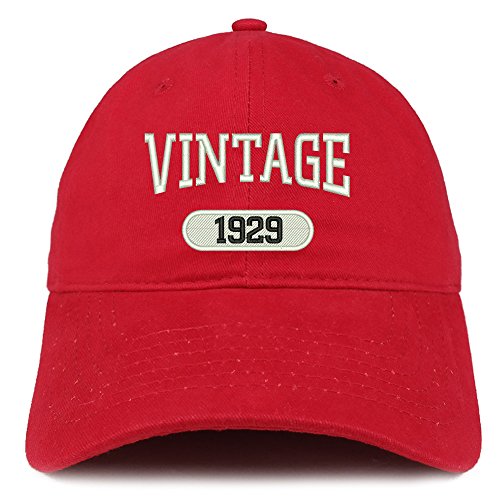 Trendy Apparel Shop Vintage 1929 Embroidered 92nd Birthday Relaxed Fitting Cotton Cap