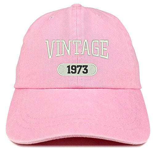 Trendy Apparel Shop Vintage 1973 Embroidered 48th Birthday Soft Crown Washed Cotton Cap