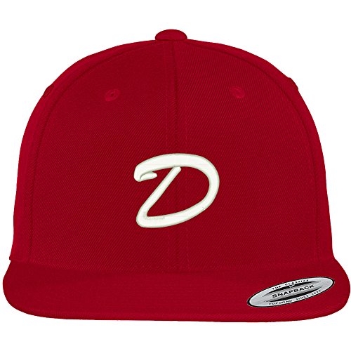 Trendy Apparel Shop Letter D Brushed Script Embroidered Flat Bill Snapback Baseball Cap