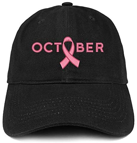 Trendy Apparel Shop Breast Cancer October Embroidered Soft Brushed Cotton Cap