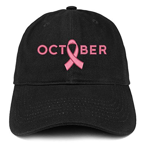 Trendy Apparel Shop Breast Cancer October Embroidered Soft Brushed Cotton Cap