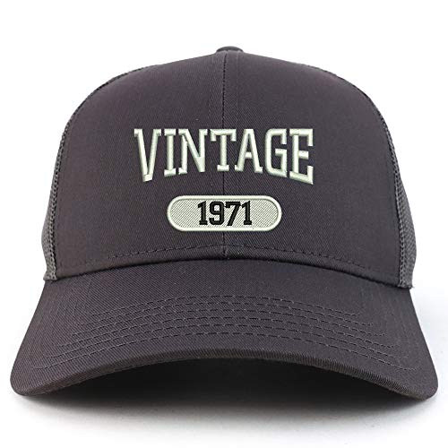 Trendy Apparel Shop Vintage 1971 Embroidered 50th Birthday High Profile High Profile Trucker Mesh Cap