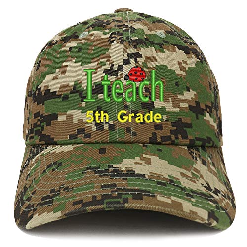 Trendy Apparel Shop I Teach 5th Grade Embroidered Soft Crown 100% Brushed Cotton Cap