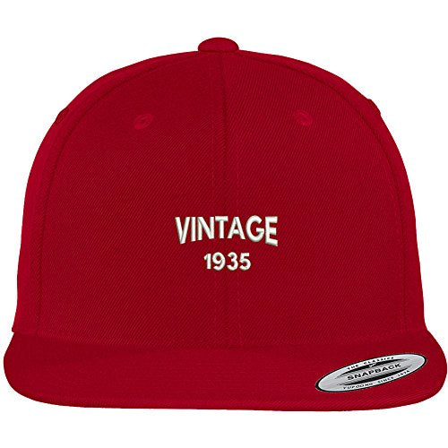 Trendy Apparel Shop Small Vintage 1935 Embroidered 84th Birthday Flat Bill Snapback Baseball Cap