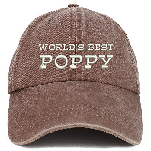 Trendy Apparel Shop World's Best Poppy Embroidered Washed Cotton Adjustable Cap