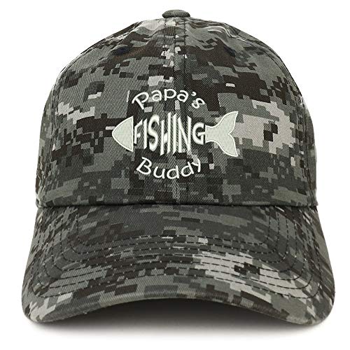 Trendy Apparel Shop Papa's Fishing Buddy Embroidered Soft Crown 100% Brushed Cotton Cap