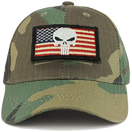 Trendy Apparel Shop Youth Military Punisher American Flag Patch On Tactical Cap