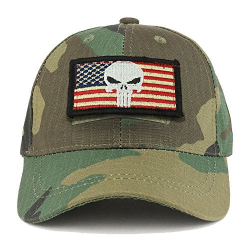 Trendy Apparel Shop Youth Military Punisher American Flag Patch On Tactical Cap