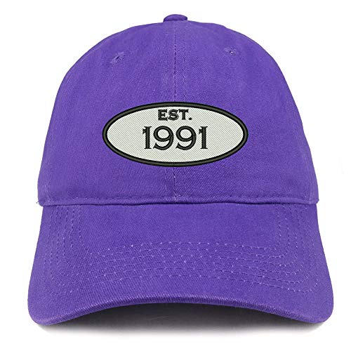 Trendy Apparel Shop 30th Birthday Established 1991 Soft Crown Brushed Cotton Cap