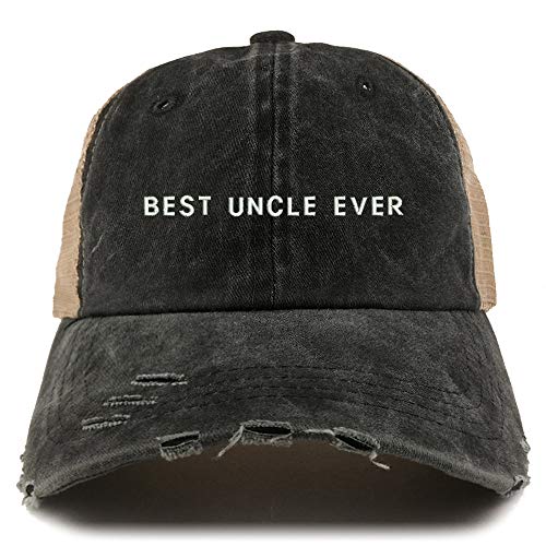 Trendy Apparel Shop Best Uncle Ever Washed Front Mesh Back Frayed Bill Cap