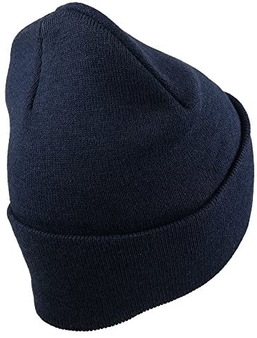 Trendy Apparel Shop US Navy Shellback 3D Logo Embroidered Long Cuff Beanie - Navy