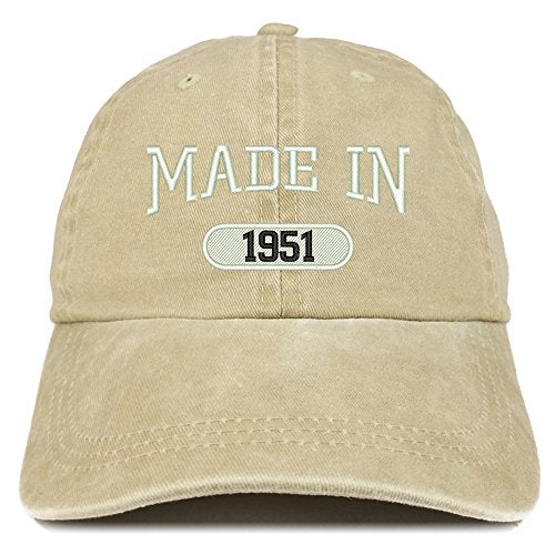 Trendy Apparel Shop Made in 1950 Embroidered 70th Birthday Washed Baseball Cap