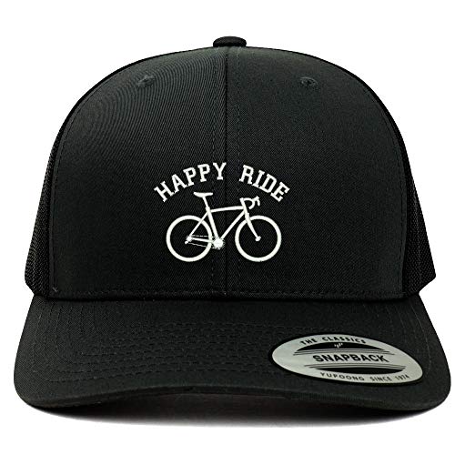 Trendy Apparel Shop Happy Ride Embroidered 6 Panel Trucker Mesh Cap