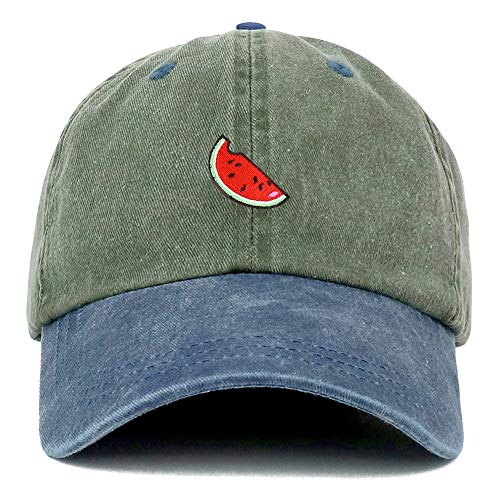 Trendy Apparel Shop Watermelon Patch Pigment Dyed Washed Two Tone Baseball Cap