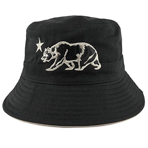Trendy Apparel Shop Cali Bear Star Embroidered Cotton Twill Bucket Hat