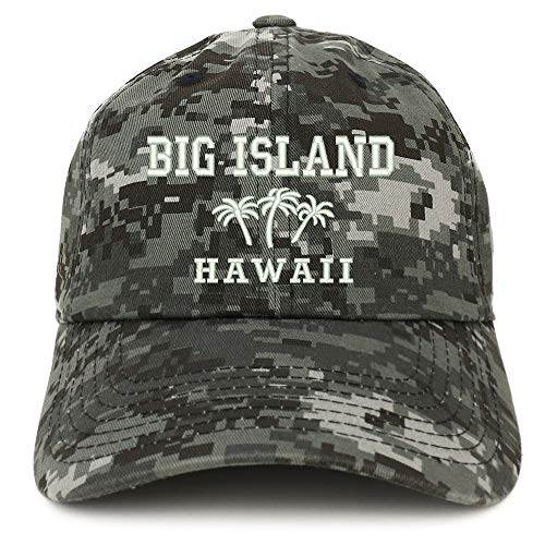 Trendy Apparel Shop Big Island Hawaii and Palm Tree Embroidered Brushed Cap