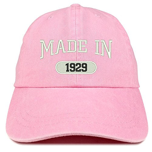 Trendy Apparel Shop Made in 1929 Embroidered 92nd Birthday Washed Baseball Cap