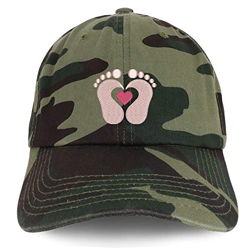Trendy Apparel Shop Baby Feet Embroidered Brushed Cotton Cap