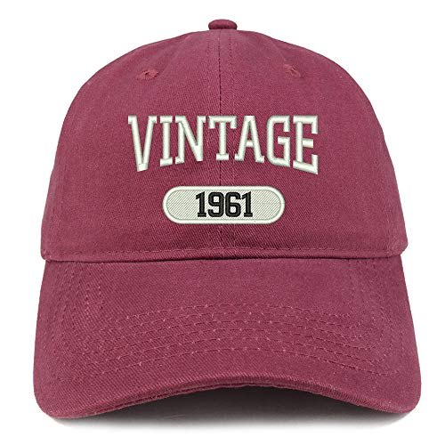 Trendy Apparel Shop 60th Birthday Vintage 1961 Soft Crown Brushed Cotton Cap