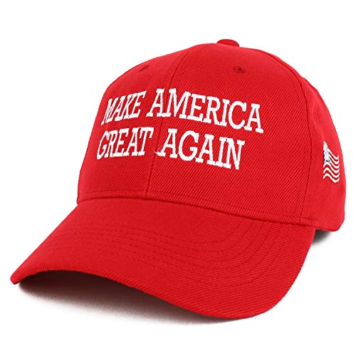 Trendy Apparel Shop Make America Great Again USA Flag Side Embroidered Ball Cap - Red