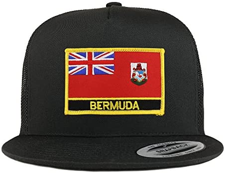Trendy Apparel Shop Bermuda Flag 5 Panel Flatbill Trucker Mesh Snapback Cap